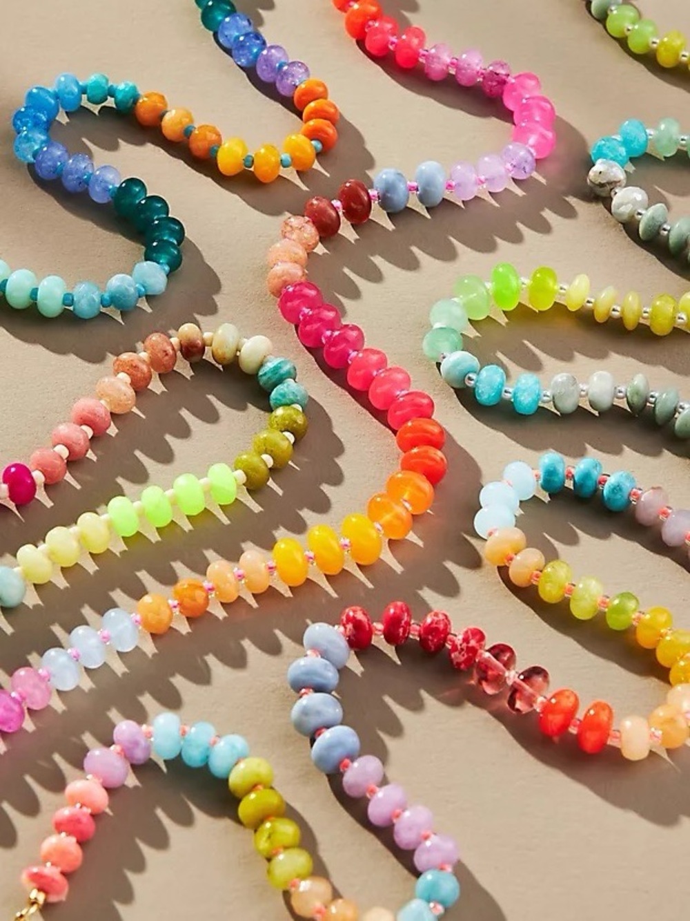 New Anthropologie Beaded Glass & Gemstone Dopamine Rainbow Necklace - Picture 2 of 13